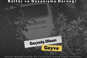 Geyve Sütalan Mahallesindeki Bir Cenazeden Dönüş Yapan Otobüsün, Kaza Yapması Sonucu, Yaralanan Hemşehrilerimize ACİL ŞİFALAR DİLERİZ.