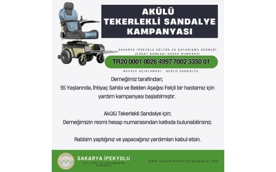 Akülü Tekerlekli Sandalye için; Derneğimizin resmi hesap numarasından katkıda bulunabilirsiniz. 